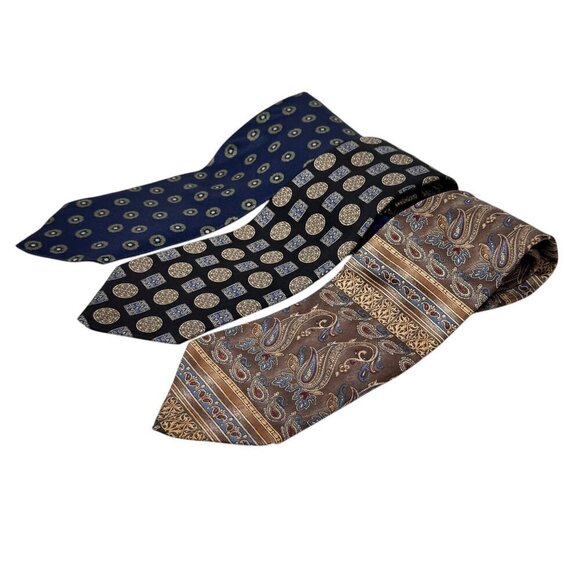 Suit Ties Set Of 3 Valentino Giorgio Armani Bill Blass Designer Career Office - Picture 3 of 9